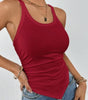 Solid Ruched Hanky Hem Tank Top