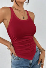 Solid Ruched Hanky Hem Tank Top