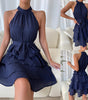 Women's Halterneck Dresses Sleeveless Ruffle Dress