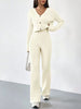Two-piece Women's V-neck Short Knitted Cardigan Bootcut Trousers Versatile Casual Women's Clothing