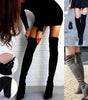 Schwarze kniehohe Stiefel für Frauen Schuhe High Heel Lange Stiefel