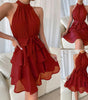 Women's Halterneck Dresses Sleeveless Ruffle Dress