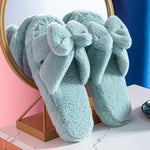 Bowknot Plush Slippers Plush Cotton Slippers