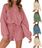 Loose Pullover & Drawstring Shorts Set - Women's Casual Sportswear