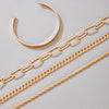 Exaggerated And Minimalist Gold Thick Chain Bracelet Set Of Four Pieces