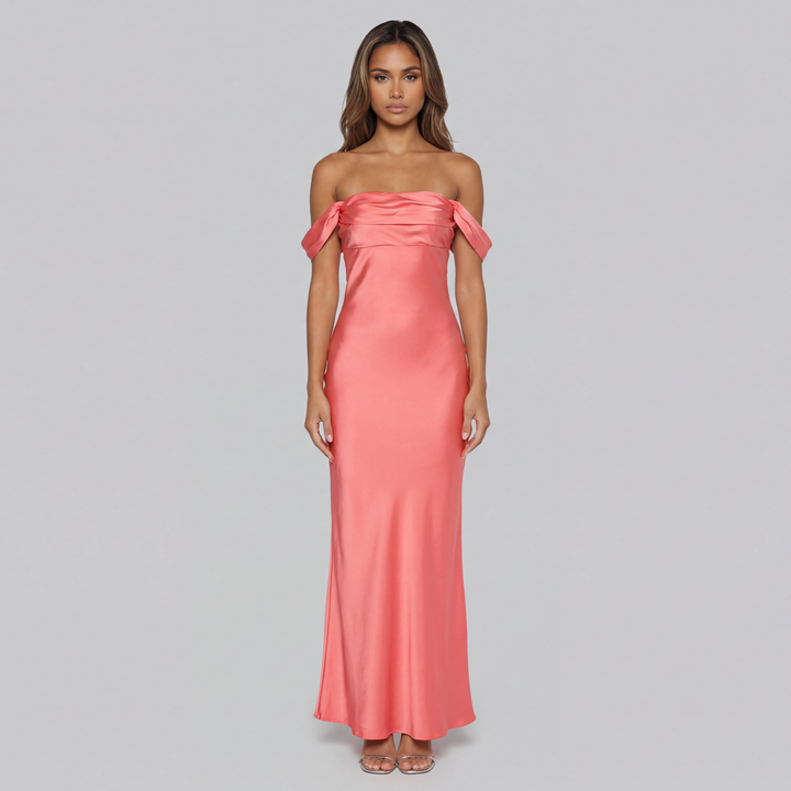 Bella | Off-Shoulder Satin Maxi Dress