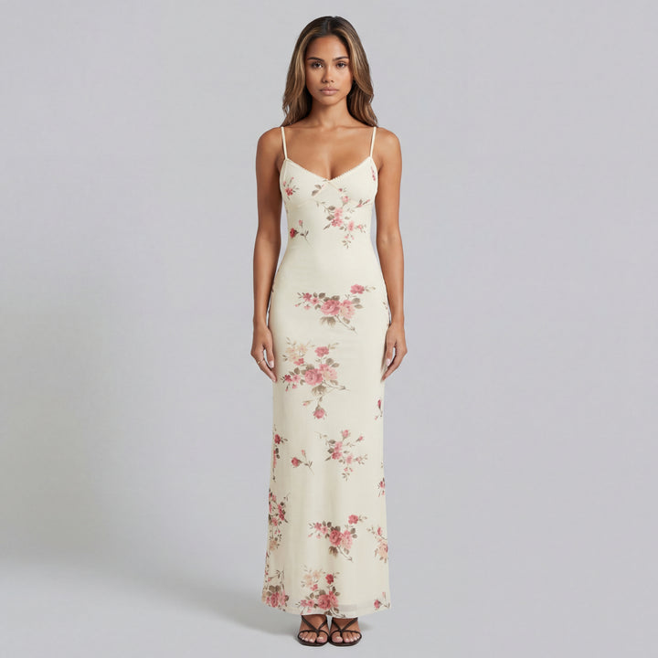 Melanie | Women’s Floral Print V-Neck Maxi Dress